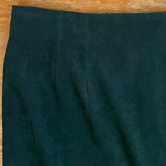 Vintage Microfiber Skirt Size XL 34" Waist 90s Emerald Green Maxi Straight Cut - Picture 2 of 4